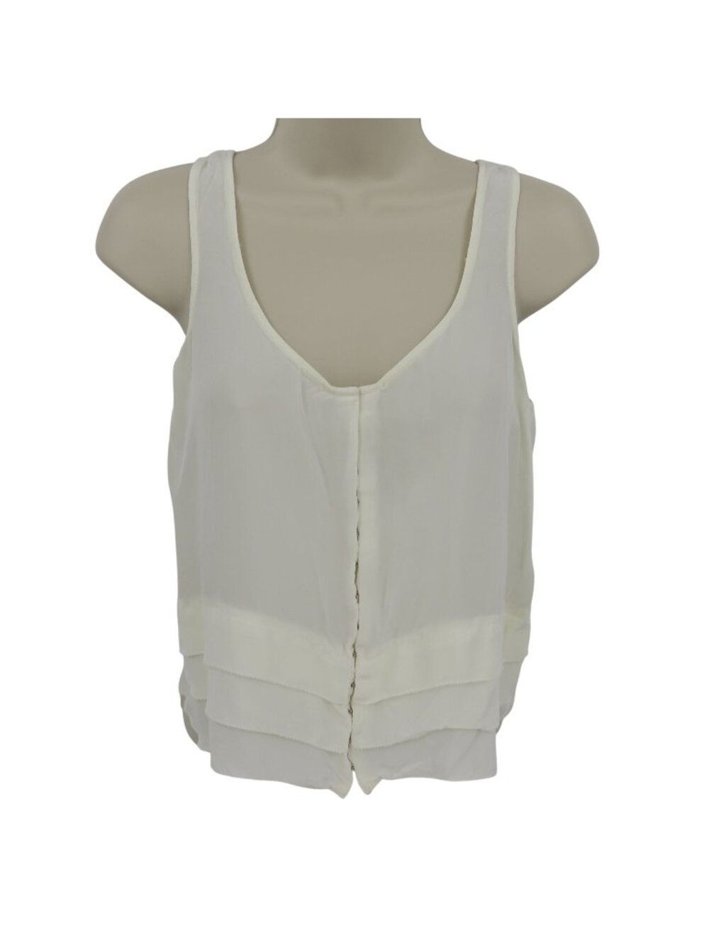 J Crew Women Extra Small XS Cream Off White Scoop Neck Hook Eye Tank Top Shirt